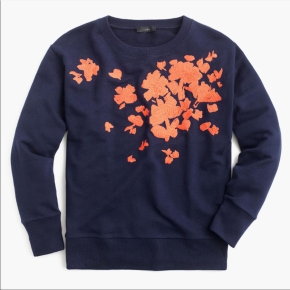 J. Crew Sweaters - J. Crew Navy Floral Embroidered Sweatshirt